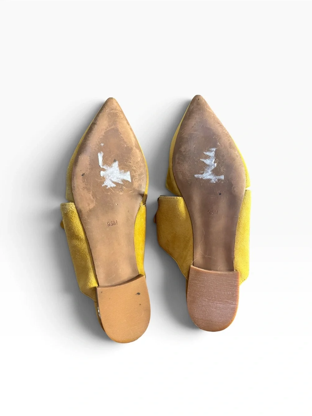 Jeffrey Campbell Yellow Suede Pointed Toe Bow Mule Flats 9.5